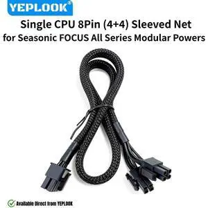 CPU Power Cable EPS12V/ATX12V 8Pin Sleeved Net for Seasonic FOCUS All Series 1300W, 1000W, 850W, 750W, 650W, 550W Modular Powers CPU Power Cable EPS12V/ATX12V 8Pin Sleeved Net for Seasonic FOCUS All Series 1300W, 1000W, 850W, 750W, 650W, 550W Modular Powers