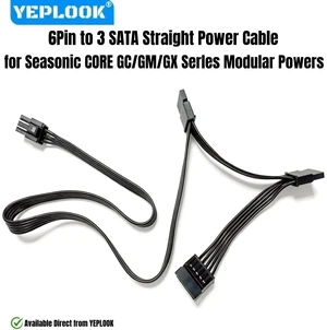 YEPLOOK 6Pin to 3 SATA Male Straight SSD HDD Power Supply Cable for Seasonic CORE 650W, 550W, 500W GX/GC/GM Series Modular Powers, 18AWG YEPLOOK 6Pin to 3 SATA Male Straight SSD HDD Power Supply Cable for Seasonic CORE 650W, 550W, 500W GX/GC/GM Series Modular Powers, 18AWG