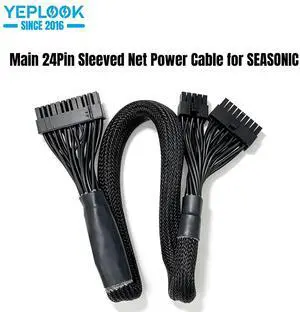 YEPLOOK 24Pin ATX Sleeved Net 60CM M/B Main Motherboard Power Cable for Seasonic CORE GX-650, GX-550, GX-500 80+ Gold Full Modular Power YEPLOOK 24Pin ATX Sleeved Net 60CM M/B Main Motherboard Power Cable for Seasonic CORE GX-650, GX-550, GX-500 80+ Gold Full Modular Power