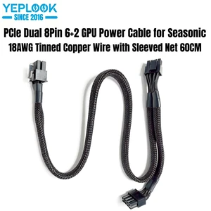 YEPLOOK PCIe GPU Power Cable Dual 8Pin Sleeved Net for Seasonic VERTEX PX-1200, PX-1000, PX-850, PX-750, GX-1200, GX1000, GX-850, GX-750 YEPLOOK PCIe GPU Power Cable Dual 8Pin Sleeved Net for Seasonic VERTEX PX-1200, PX-1000, PX-850, PX-750, GX-1200, GX1000, GX-850, GX-750