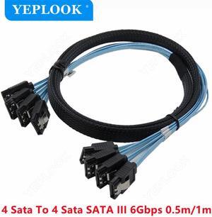 4 SATA To 4 SATA SATA3.0 6Gbps 7Pin SAS Cable for Server Hard Drive Data Cable 0.5M(1.6ft)