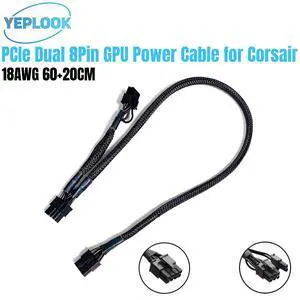 TEPLOOK GPU Power Cable 8Pin to PCIe Dual 8Pin 6+2 for Corsair TX850M, TX750M, TX650M, TX550M Modular Power, Sleeved Net 60+20CM 18AWG TEPLOOK GPU Power Cable 8Pin to PCIe Dual 8Pin 6+2 for Corsair TX850M, TX750M, TX650M, TX550M Modular Power, Sleeved Net 60+20CM 18AWG