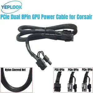 YEPLOOK PCIe 6+2 Dual 8Pin Sleeved Net Graphics Card GPU Power Cable for Corsair SF750, SF600, SF450 Type 4 Modular Power, 60+20CM 18AWG YEPLOOK PCIe 6+2 Dual 8Pin Sleeved Net Graphics Card GPU Power Cable for Corsair SF750, SF600, SF450 Type 4 Modular Power, 60+20CM 18AWG