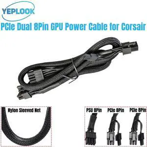 YEPLOOK Dual PCIe 8Pin 6+2 Sleeved Net 60+20CM GPU Power Cable for Corsair RM1000i, RM850i, RM750i, RM650i PLATINUM Type 4 Modular Power YEPLOOK Dual PCIe 8Pin 6+2 Sleeved Net 60+20CM GPU Power Cable for Corsair RM1000i, RM850i, RM750i, RM650i PLATINUM Type 4 Modular Power