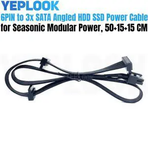 YEPLOOK 6Pin to 3x SATA Male Angled, SSD HDD Power Cable for Seasonic PRIME Ultra Platinum 1000W, 850W, 750W, 650W 550W Modular Power, 18AWG 60+15+15cm YEPLOOK 6Pin to 3x SATA Male Angled, SSD HDD Power Cable for Seasonic PRIME Ultra Platinum 1000W, 850W, 750W, 650W 550W Modular Power, 18AWG 60+15+15cm