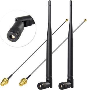 2-Pack 6dBi 2.4GHz 5GHz 5.8GHz WiFi RP-SMA Antenna & IPX U.FL Pigtail Cable 15cm