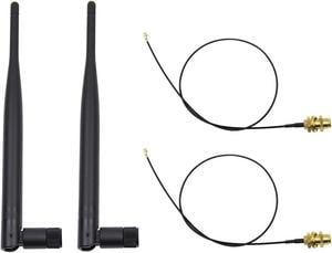 Highfine 2 x 6dBi 2.4GHz 5GHz Dual Band WiFi RP-SMA Antenna + 2 x 35cm U.fl /IPEX Cable