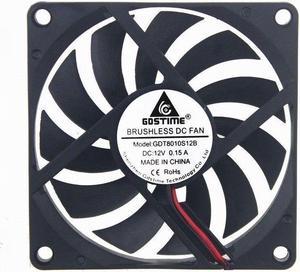 12V 8cm 80mm 80x80x10mm 2pin Brushless PC CPU Case fan Cooling Fan