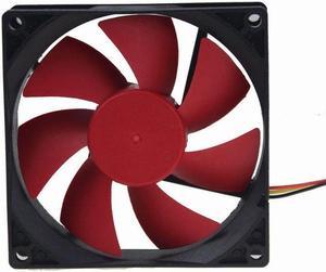 12V 9cm 90mm 90x90x25mm 3pin Brushless fan Cooling Fan Red Leaf