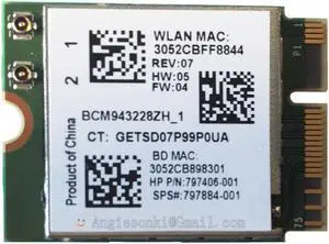 Broadcom BCM943228ZH WIFI Wireless N BT Bluetooth 4.0 NGFF WLAN Card 802.11abgn