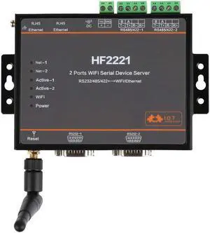 Industrial Modbus 2Ports Serial Server RS232/RS485/RS422 to WiFi Ethernet Device Converter Connector Unit