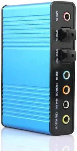 2014  Deal  1Pcs Blue 6 channel 5.1 External Audio Music Sound Card Soundcard For Laptop PC