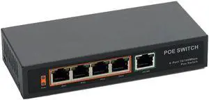 48V 96W 5 Ports 4 PoE Injector Power Over Ethernet Switch VoIP Phone AP Devices Network Switch  IEEE802.3af 10/100mpbs