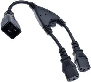 IEC 320 C20 Male to 2 x C13 Female Y Splitter Cable ,C13 C20 Power Cord Server UPS Power Cable,32CM ,1 pcs