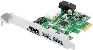 External 2 Ports USB 3.0 + 1 Port eSATA 3.0 (compatible with SATA 6Gbps )+ 19Pin USB header PCI-e Combo Card