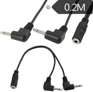 90 Degree Angled Y Splitter Cable 0.2M 1/4" 3.5mm Female to Mono Dual 3.5mm Male