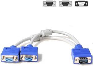 Best selling male VGA To 2 female VGA SVGA Monitor Y Splitter Video Cable Lead 5 Pin for Table Computer I-eat