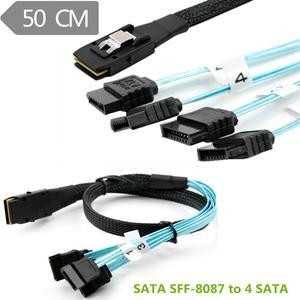 Internal Mini SAS (SFF-8087) to 4x SATA 7-Pin F Forward Breakout Cable 50CM