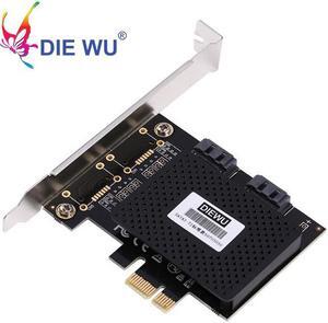 DIEWU PCIe 1X to 2 SATA 3 Expansion card with ASM1061 chip Adapter converter