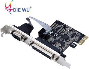 PCIe to 1 Serial 1 Parallel Riser card RS232 Serial & DB25 Printer Parallel port Expansion card with ASIX99100 chipset