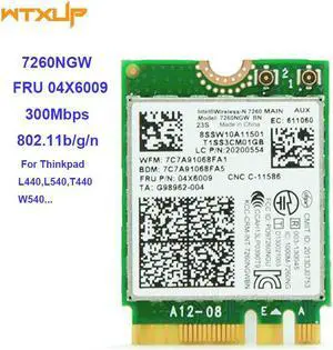 Wireless-N for intel 7260NGW 7260 BN WIFI NGFF NETWORK CARD For Lenovo/Thinkpad L540 X240 T440 T440P T440S FRU 04X6009 04W3830