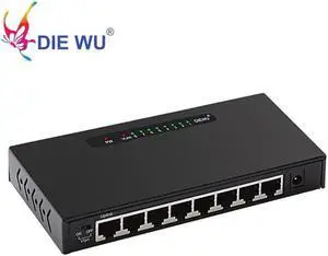8 Port Gigabit Ethernet Network Switch 10/100/1000Mpbs HUB Desktop LAN Switcher Adapter Metal case