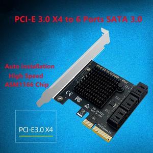 SATA PCI e Adapter 6 Ports SATA 3.0 to PCI Express x4 Expansion Card SATA3.0 PCIe PCI-e SATA Controller for HDD ASMedia ASM1166