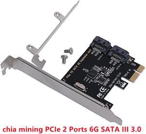 PCIe PCI Express to SATA3.0 2-Port SATA III 6G Controller Expansion Card Adapter For chia mining