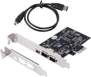 3 Ports 1394A Expansion Card PCI-E 1X to IEEE 1394 DV Video Adapter 1x 4Pin 2x 6Pin Controller for Desktop PC with 6Pin to 4Pin IEEE Cable Free