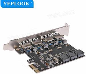 4 Ports USB3.0 PCIe Expansion Card PCI Express x1 x4 x8 x16 USB 3.0 Hub Controller Adapter 2A Power 5Gbps NEC720201 SSU U3V04S+