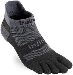 Injinji 2.0 Mens Run Midweight No Show Toesocks Black/Gray Medium