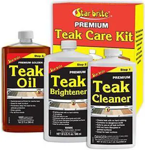 Star Brite Premium Teak Care Kit - 3 Easy-to-use 32 Oz Products to Restore Beautify & Protect Marine Teak