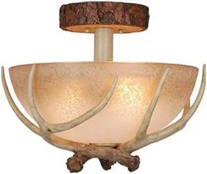 Vaxcel CF33016NS Lodge Semi-Flush Mount 16 Noachian Stone Finish