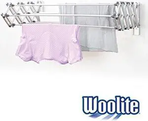 Woolite Aluminum 36 collapsible Wall Mounted clothes Drying Rack, Space Saver, Easy Storage, Retractable Silver