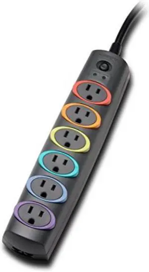 Kensington SmartSockets 6-Outlet 8-Foot Cord & 1260 Joules Premium Surge Protector (K62144NA)