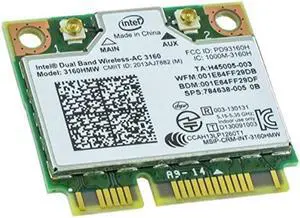 Intel 3160HMWGR Dual Band Wireless AC + Bluetooth Mini PCIe card Supports 24 and 58Ghz B/G/N/AC Bands with Mounting Screws