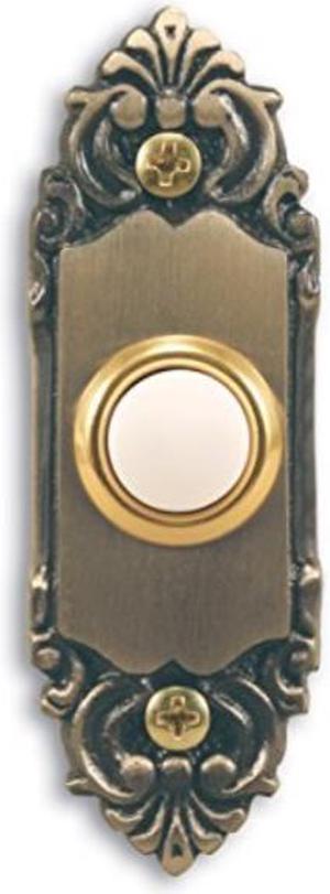 Heath Zenith SL-925-02 Wired Door Chime Push Button Antique Brass with Lighted Center