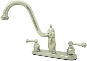 Kingston Brass KB1111BLLS Heritage 8 Twin Lever Handle Kitchen Faucet Without Sprayer, Polished chrome