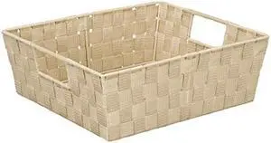 Simplify Tote Decorative Bin Good Small Large Items. Closet & Shelf Organizers Woven Storage Basket 1 Pack Ivory