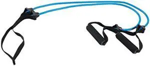 Power Systems Double Cords are V-Shaped with 2 Padded Handles and 1 Anchor Resistance Band Level:  Heavy Light Blue 36 Inches (84655)