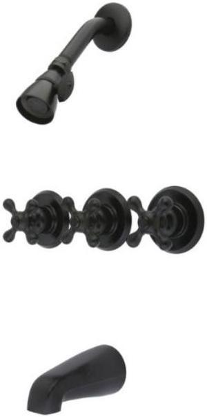 Kingston Brass KB235AX Tub and Shower Faucet with 3-Cross Handle Oil Rubbed Bronze