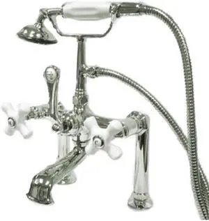 Kingston Brass CC112T1 Vintage Leg Tub Filler with Hand Shower Porcelain Cross Handle Polished Chrome