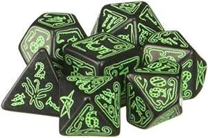 Q-Workshop Call of Cthulhu: Black and Green Dice Set of 7