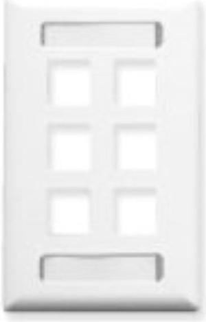 Icc Station ID Faceplate with 6 Ports for EZ/HD Style in Single gang, White