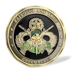 US Army Green Barret Special Forces Faithful and True Commemorative Coin US Army Green Barret Special Forces Faithful and True Commemorative Coin
