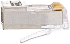 Platinum Tools EZ RJ45 Shielded Cat5e Crimp Plugs, Slide Through Wires, 100 Pieces