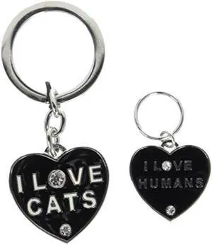 I Love Cats & I Love Humans Cat Charm & Keychain I Love Cats & I Love Humans Cat Charm & Keychain