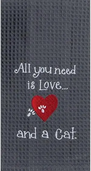 Kay Dee Designs Cat Love Embroidered Waffle Towel