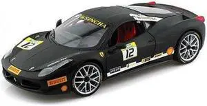 Ferrari 458 Challenge Matt Black #12 1/18 Diecast Car Model by Hot Wheels