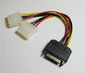 6 SATA 15-Pin Male to Dual 4-Pin Molex Female Y Splitter Adapter Cable